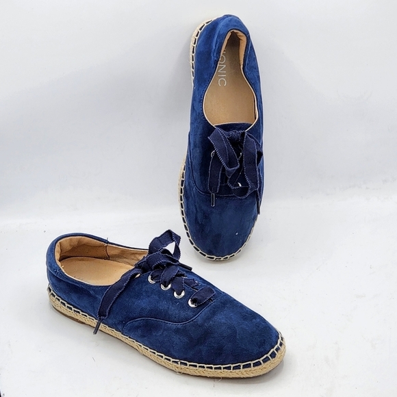 Vionic Lace Up Espadrille Flats Coast Sandy Suede Orthotic In Blue Size 7.5 - Picture 15 of 16